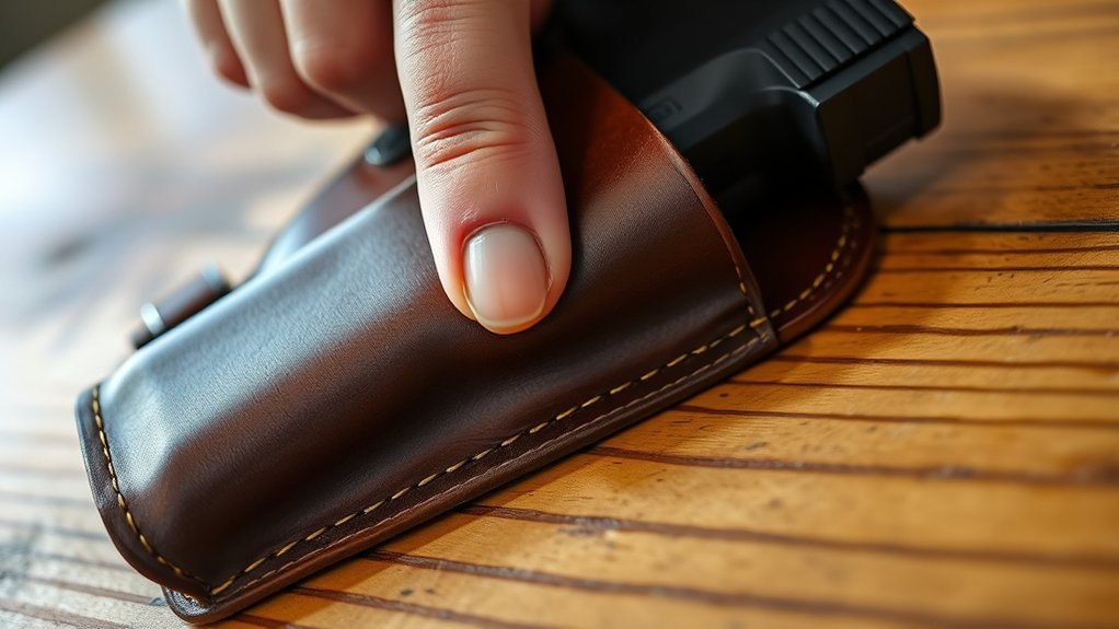 break in leather holster
