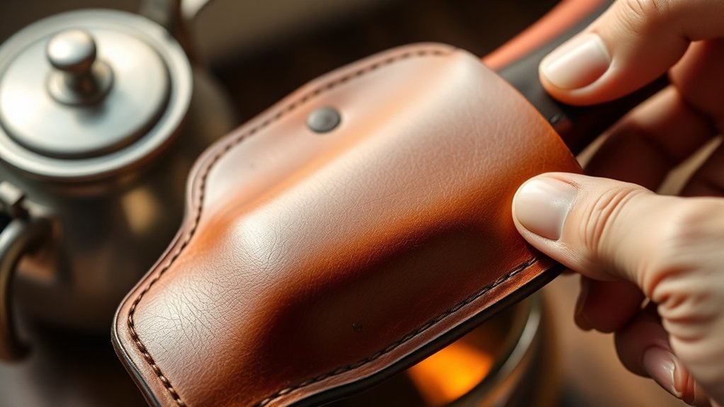warm moist leather softening